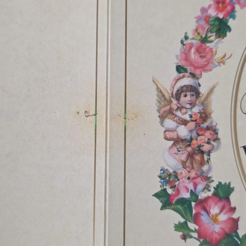 Victorian Frame Photo Album Floral Butterfly Design Ribbon Closure 35 Photo Vtg